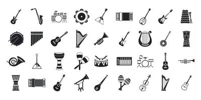 conjunto de iconos de instrumentos musicales, estilo simple vector