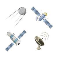 Satellite icon set, cartoon style vector