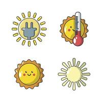 Sun icon set, cartoon style vector