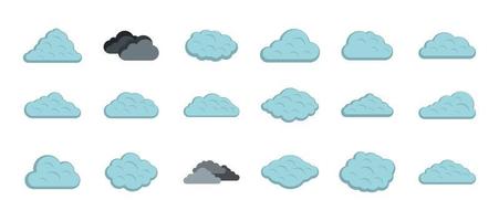 Clean cloud icon set, flat style vector