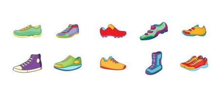 Sport shoes icon set, cartoon style vector