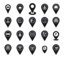 Map pins icon set, simple style vector