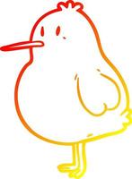 warm gradient line drawing cute kiwi bird vector