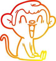 warm gradient line drawing cartoon laughing monkey vector