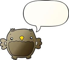 cartoon owl and speech bubble in smooth gradient style vector