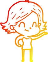 warm gradient line drawing cartoon friendly girl vector