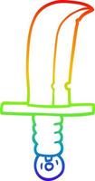 rainbow gradient line drawing cartoon of an old bronze sword vector