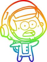 rainbow gradient line drawing cartoon surprised astronaut vector