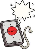 cartoon mobile phone device and speech bubble vector