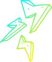 cold gradient line drawing cartoon lightning bolt vector