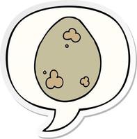 cartoon egg and speech bubble sticker vector