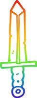 rainbow gradient line drawing cartoon sword vector
