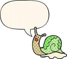 cute cartoon snail and speech bubble in comic book style vector