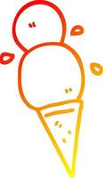 warm gradient line drawing cartoon ice cream cone vector