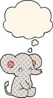 cute cartoon elephant and thought bubble in comic book style vector