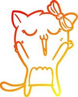 warm gradient line drawing cartoon cat vector