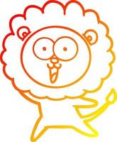 warm gradient line drawing happy cartoon lion vector