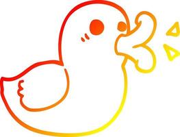 warm gradient line drawing cartoon happy duck vector