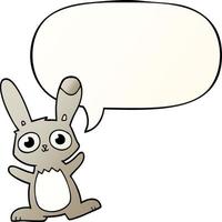 cute cartoon rabbit and speech bubble in smooth gradient style vector