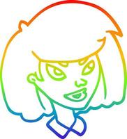 rainbow gradient line drawing cartoon face girl vector