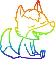 rainbow gradient line drawing cartoon wolf laughing vector