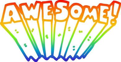 rainbow gradient line drawing cartoon awesome word vector