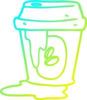 cold gradient line drawing messy coffee cup cartoon vector