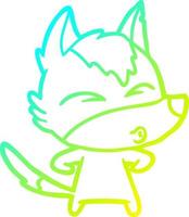 cold gradient line drawing cartoon wolf whistling vector