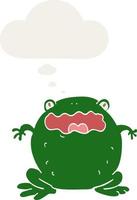 cartoon toad and thought bubble in retro style vector