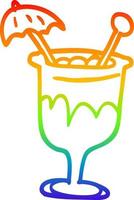 rainbow gradient line drawing cartoon tropical cocktail vector