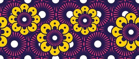 patrón púrpura rosa tradicional étnico africano. hermoso kitenge sin costuras, estilo chitenge. diseño de moda en colorido. motivo abstracto del círculo geométrico. estampados florales de ankara, estampados de cera africana. vector