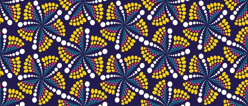aAfrican ethnic traditional blue background pattern. seamless beautiful Kitenge, chitenge style. fashion design in colorful. Geometric circle abstract motif. Floral Ankara prints, African wax prints.