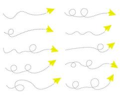 Set of Dashed Line Paper Airplane Route vector