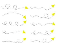 conjunto de ruta de avión de papel de línea discontinua vector