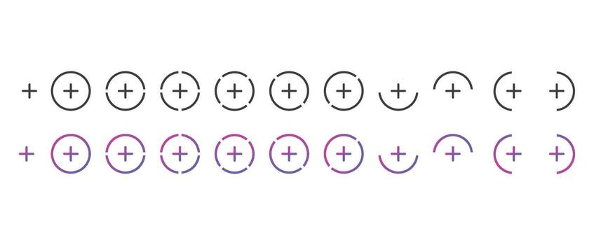 Add, Plus Icon Collection in Various Forms vector