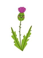 Cute little Thistle flower illustration. Pretty vector art