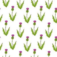 Seamless pattern with cute baby Thistle on white background vector