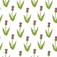 Seamless pattern with cute baby Thistle on white background vector