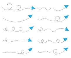 Set of Dashed Line Paper Airplane Route vector