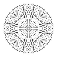 Floral mandala design with ethnic style black and white line art vector