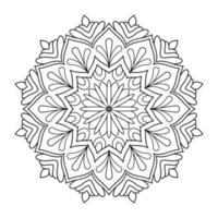 Floral mandala design with ethnic style black and white line art vector