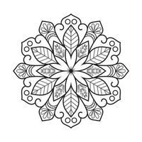 Floral mandala design with ethnic style black and white line art vector