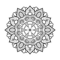 diseño de mandala floral con arte lineal en blanco y negro de estilo étnico vector