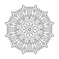 Floral mandala design with ethnic style black and white line art vector