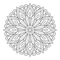 Floral mandala design with ethnic style black and white line art vector