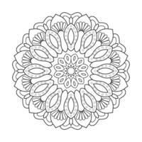 Floral mandala design with ethnic style black and white line art vector