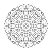 diseño de mandala floral con arte lineal en blanco y negro de estilo étnico vector