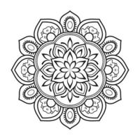 Floral mandala design with ethnic style black and white line art vector