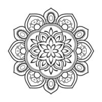 diseño de mandala floral con arte lineal en blanco y negro de estilo étnico vector