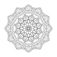 diseño de mandala floral con arte lineal en blanco y negro de estilo étnico vector